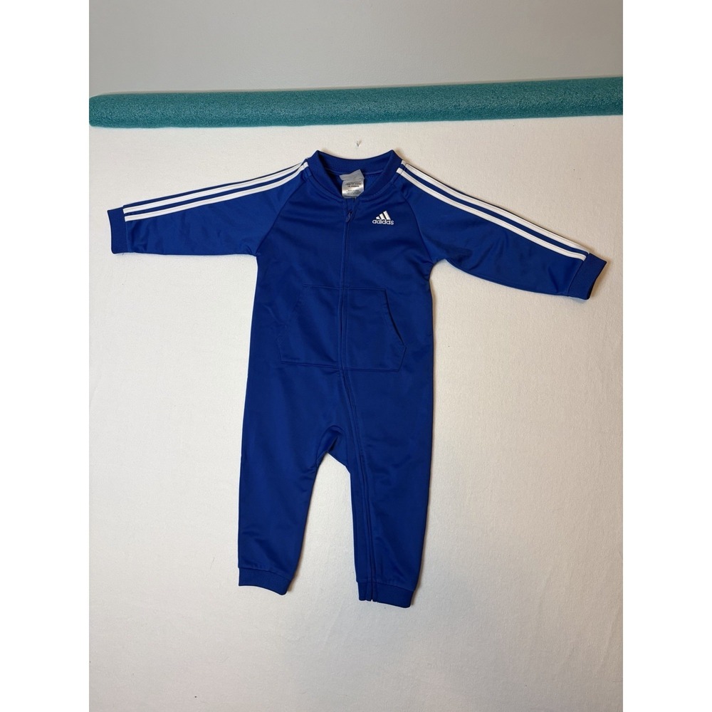 Adidas Baby Boys Blue White Stripe Track Jump Suit One Piece Coverall 18M - Picture 9 of 10